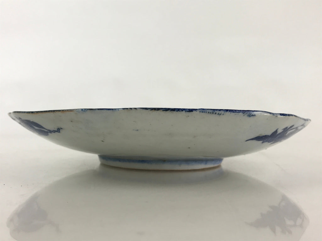 Antique Japanese Porcelain Plate Blue Sometsuke Chrysanthemum Butterfly PY283