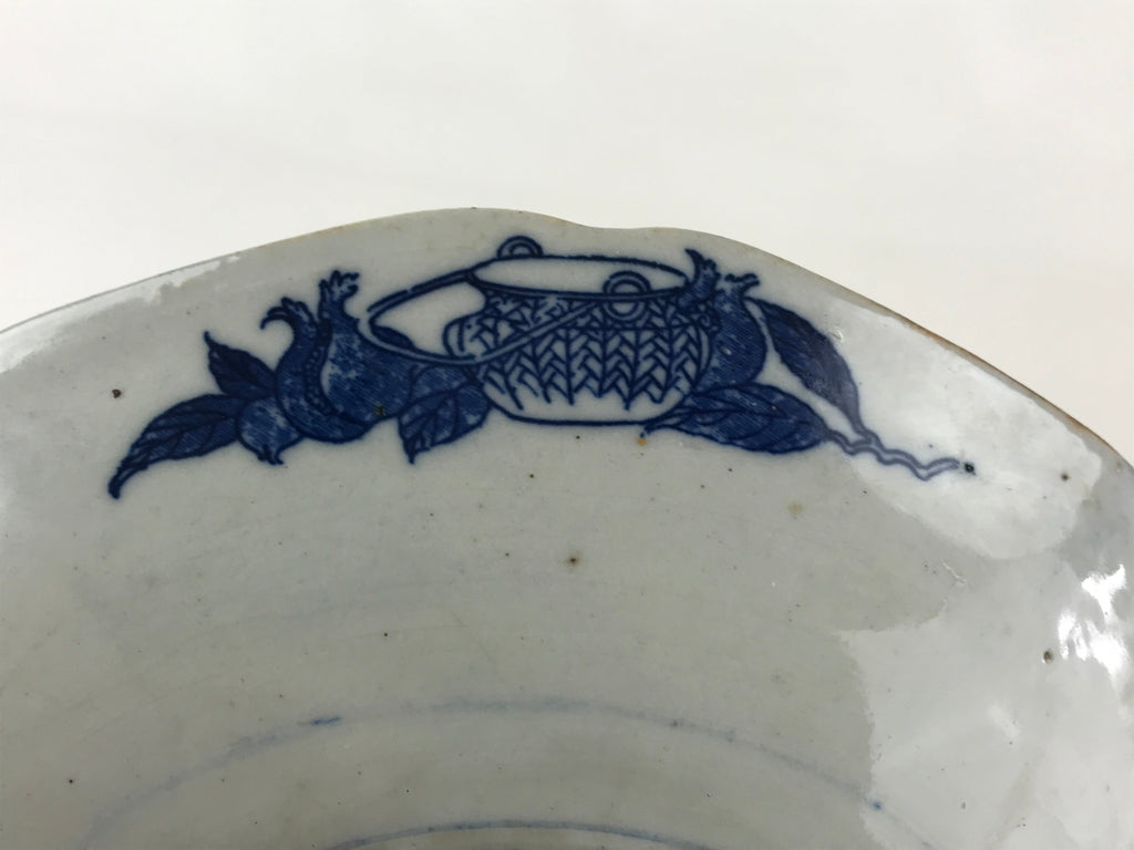 Antique Japanese Porcelain Plate Blue Sometsuke Chrysanthemum Butterfly PY283