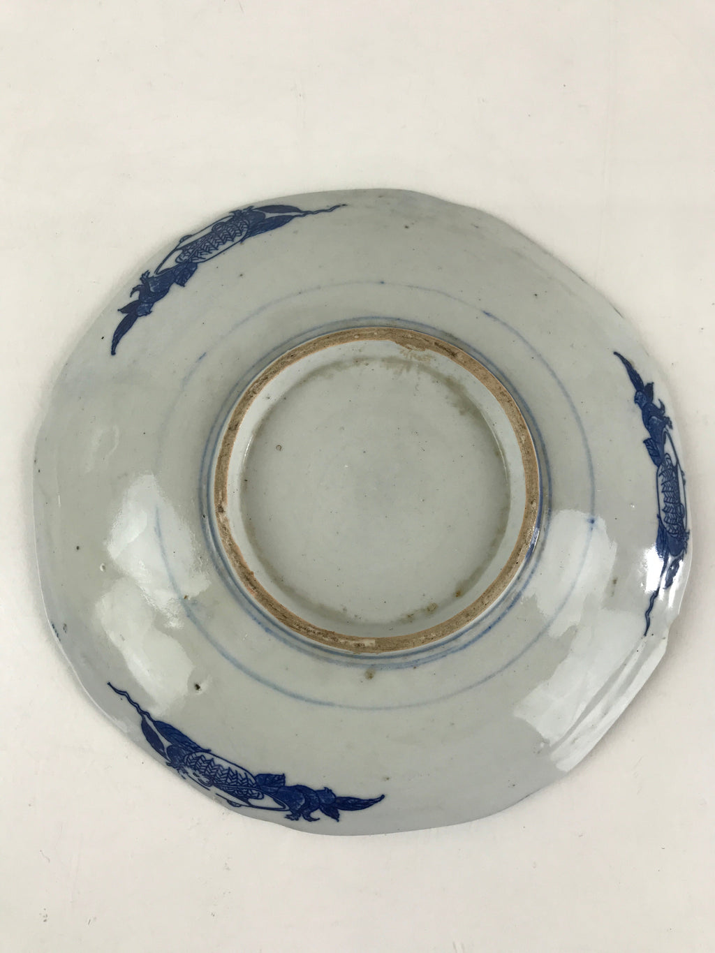 Antique Japanese Porcelain Plate Blue Sometsuke Chrysanthemum Butterfly PY283