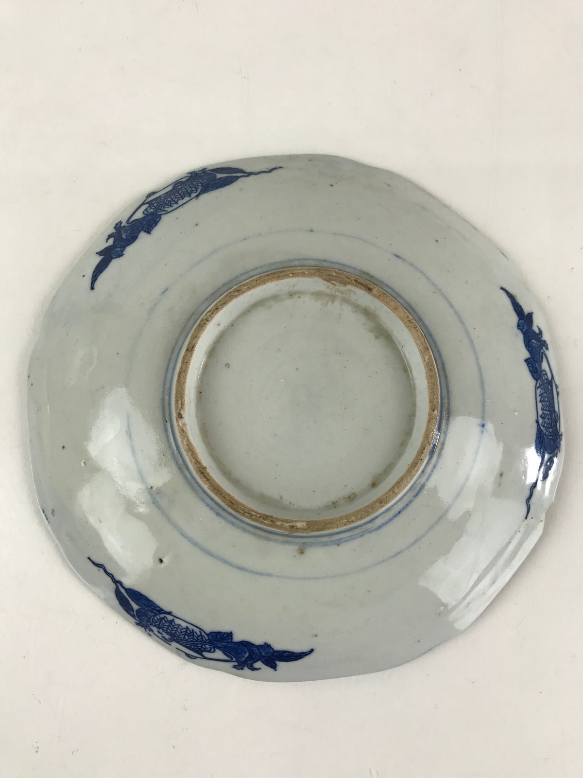 Antique Japanese Porcelain Plate Blue Sometsuke Chrysanthemum Butterfly PY283
