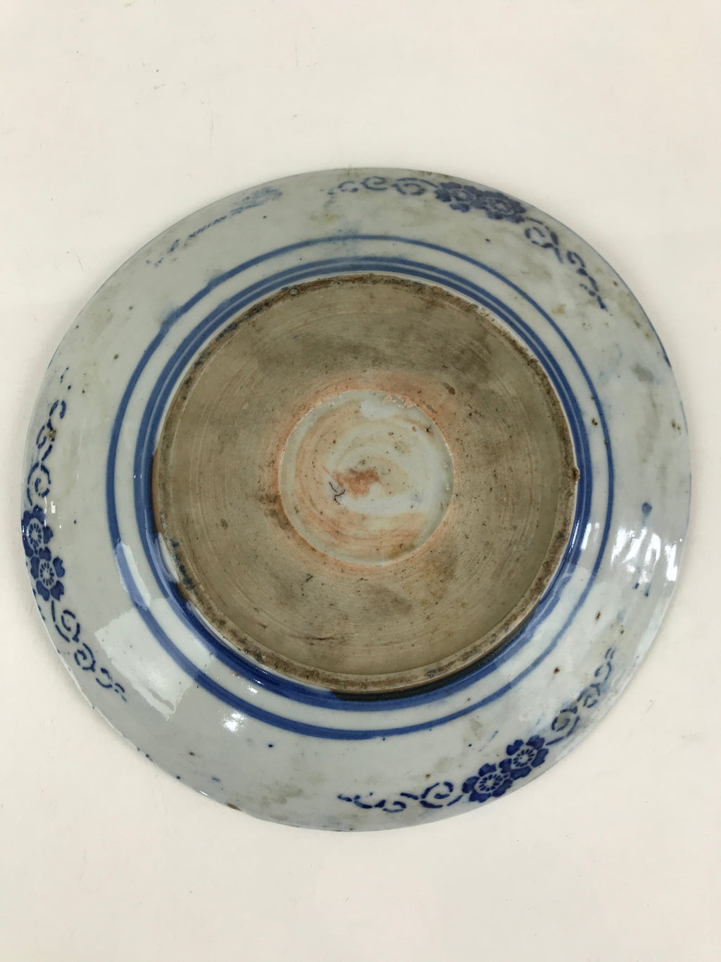 Antique Japanese Porcelain Plate Blue Sometsuke Japanese Flag Sakura PY189