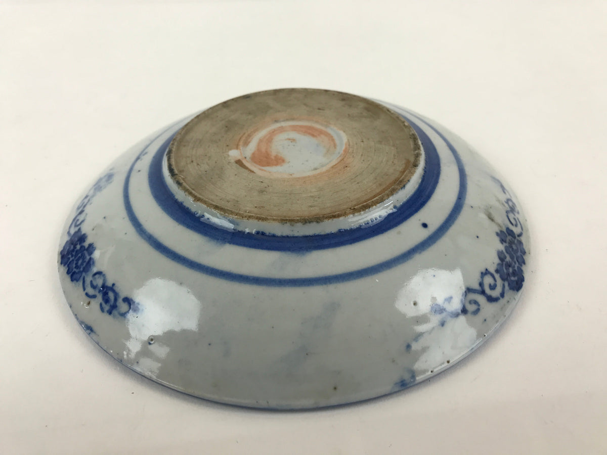 Antique Japanese Porcelain Plate Blue Sometsuke Japanese Flag Sakura PY189