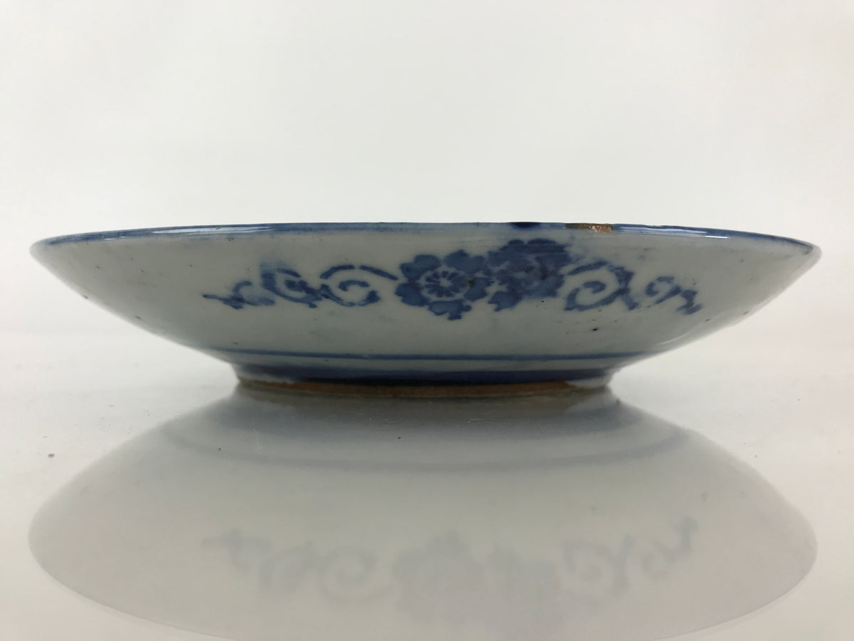 Antique Japanese Porcelain Plate Blue Sometsuke Japanese Flag Sakura PY189