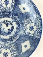 Antique Japanese Porcelain Plate Blue Sometsuke Japanese Flag Sakura PY190