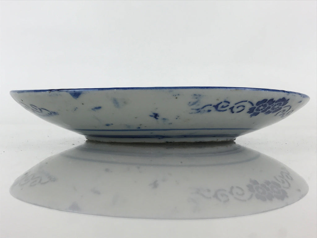 Antique Japanese Porcelain Plate Blue Sometsuke Japanese Flag Sakura PY190