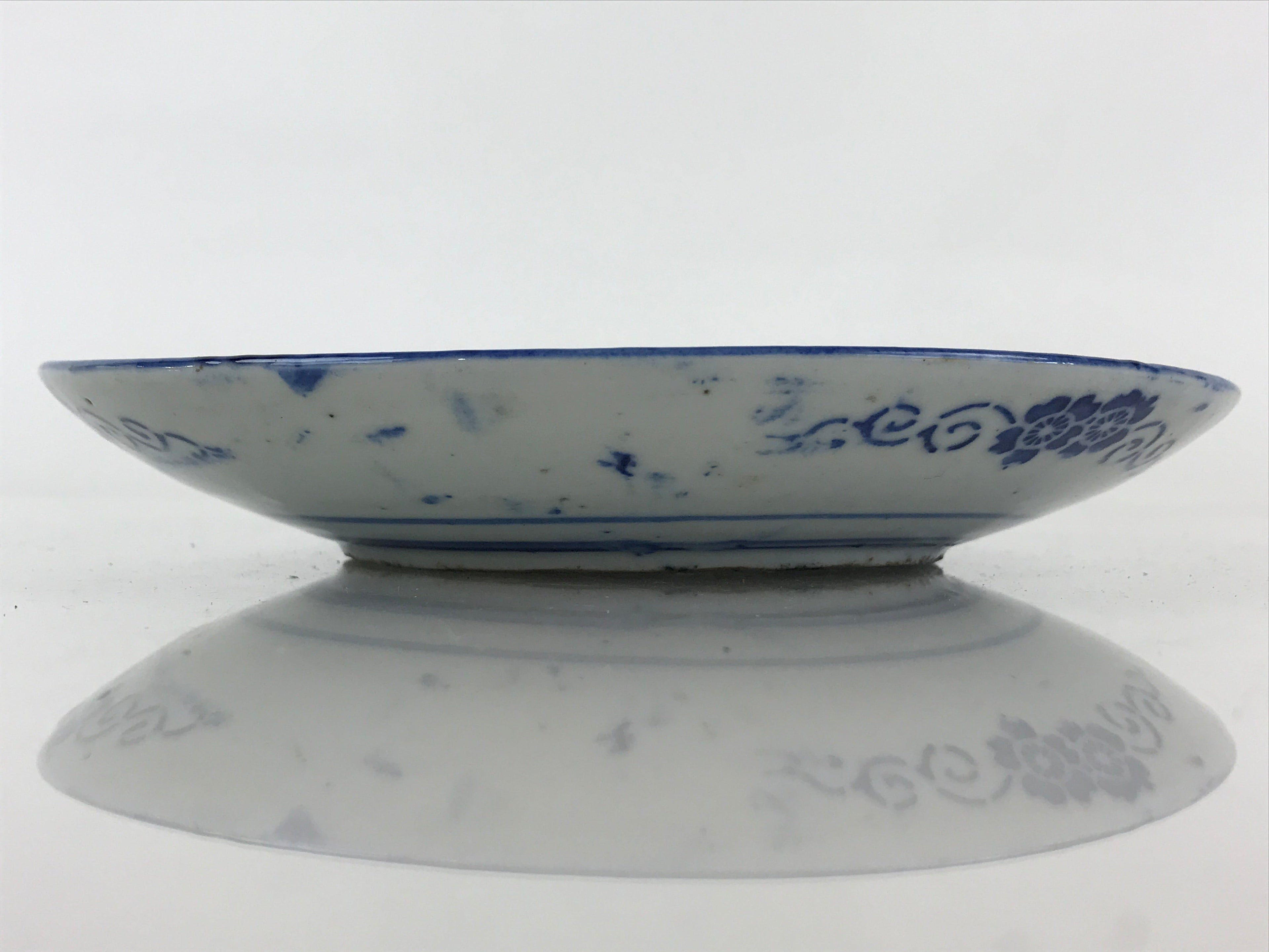 Antique Japanese Porcelain Plate Blue Sometsuke Japanese Flag Sakura PY190