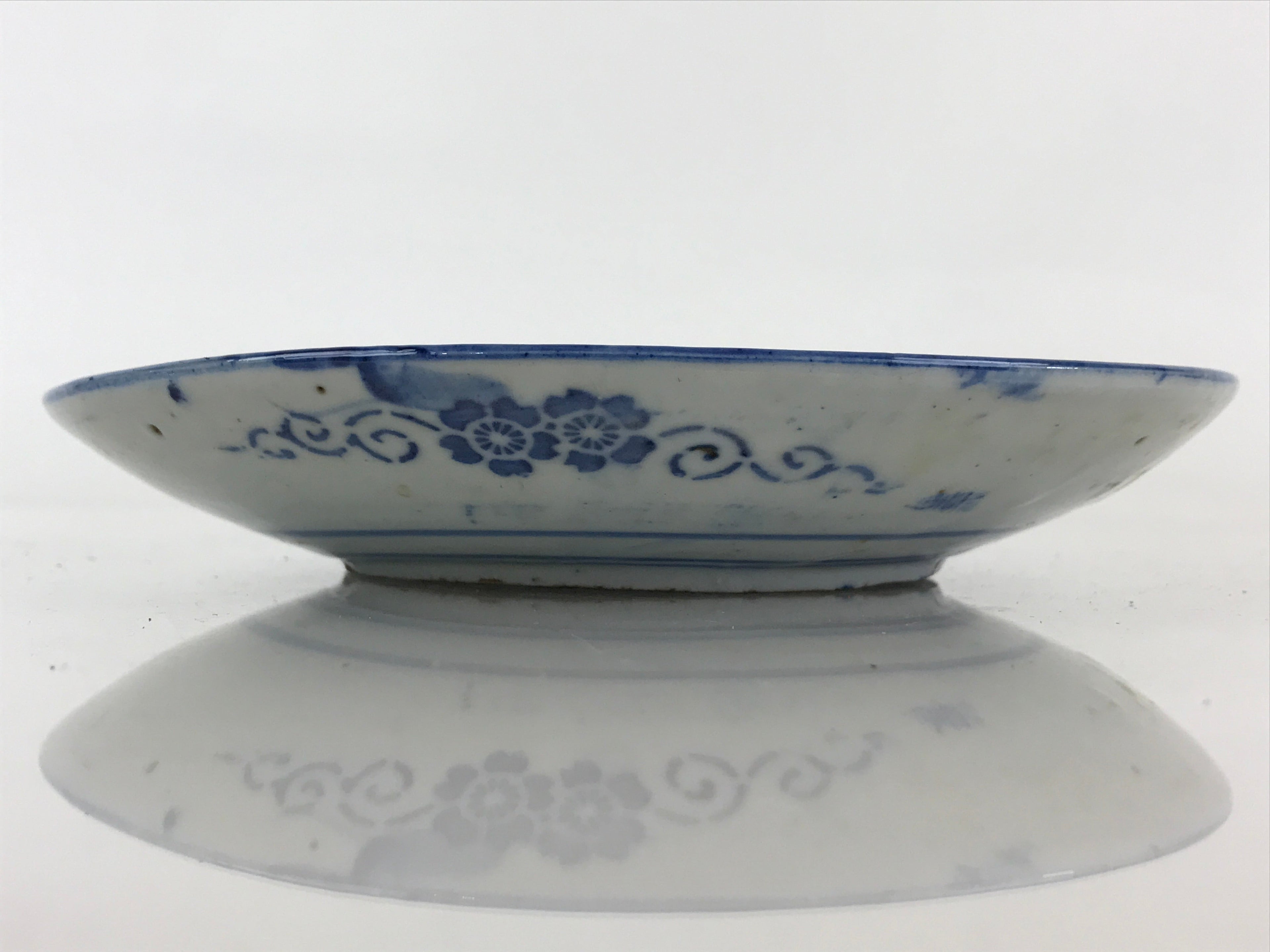 Antique Japanese Porcelain Plate Blue Sometsuke Japanese Flag Sakura PY190