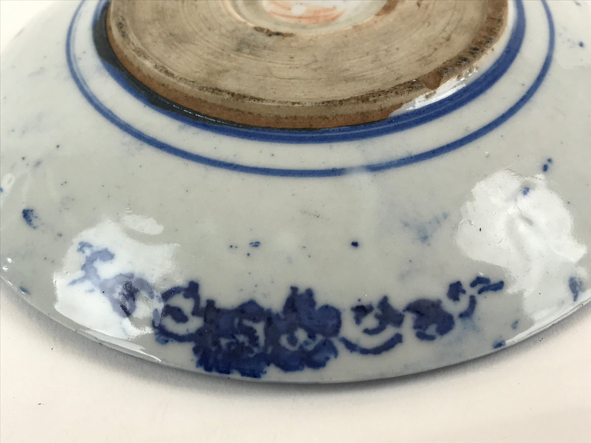 Antique Japanese Porcelain Plate Blue Sometsuke Japanese Flag Sakura PY191