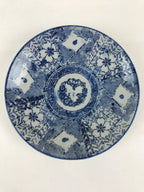 Antique Japanese Porcelain Plate Blue Sometsuke Japanese Flag Sakura PY191