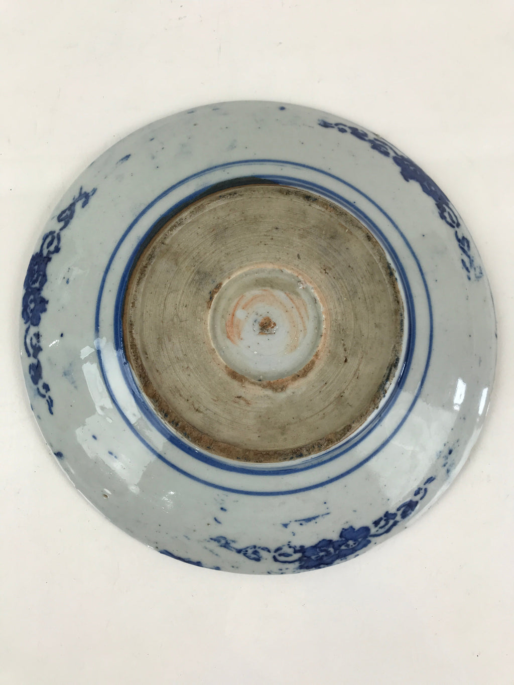 Antique Japanese Porcelain Plate Blue Sometsuke Japanese Flag Sakura PY191