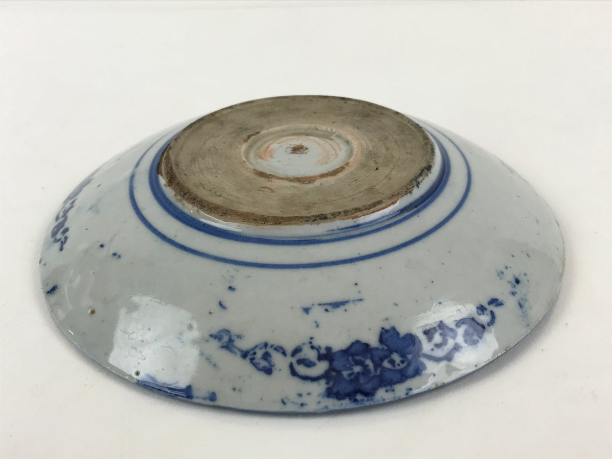 Antique Japanese Porcelain Plate Blue Sometsuke Japanese Flag Sakura PY191