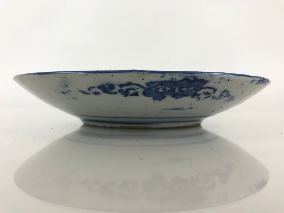 Antique Japanese Porcelain Plate Blue Sometsuke Japanese Flag Sakura PY191