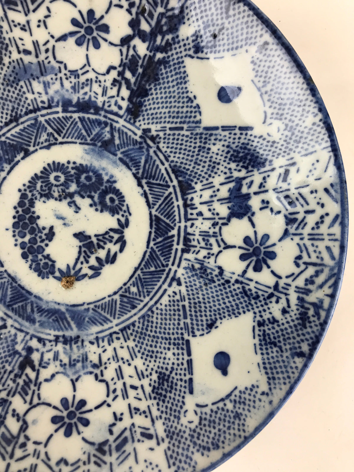 Antique Japanese Porcelain Plate Blue Sometsuke Japanese Flag Sakura PY191