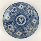 Antique Japanese Porcelain Plate Blue Sometsuke Japanese Flag Sakura PY191