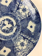Antique Japanese Porcelain Plate Blue Sometsuke Japanese Flag Sakura PY192