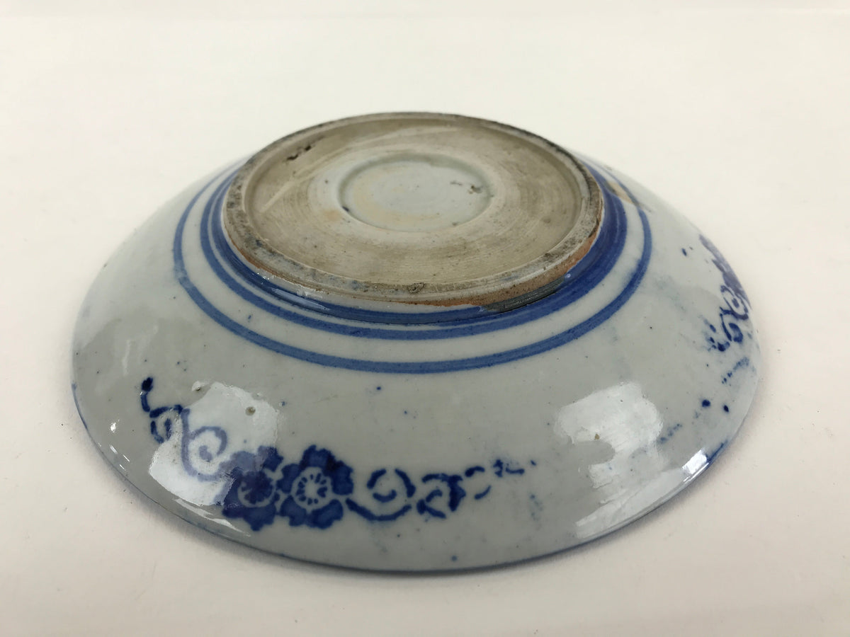 Antique Japanese Porcelain Plate Blue Sometsuke Japanese Flag Sakura PY192