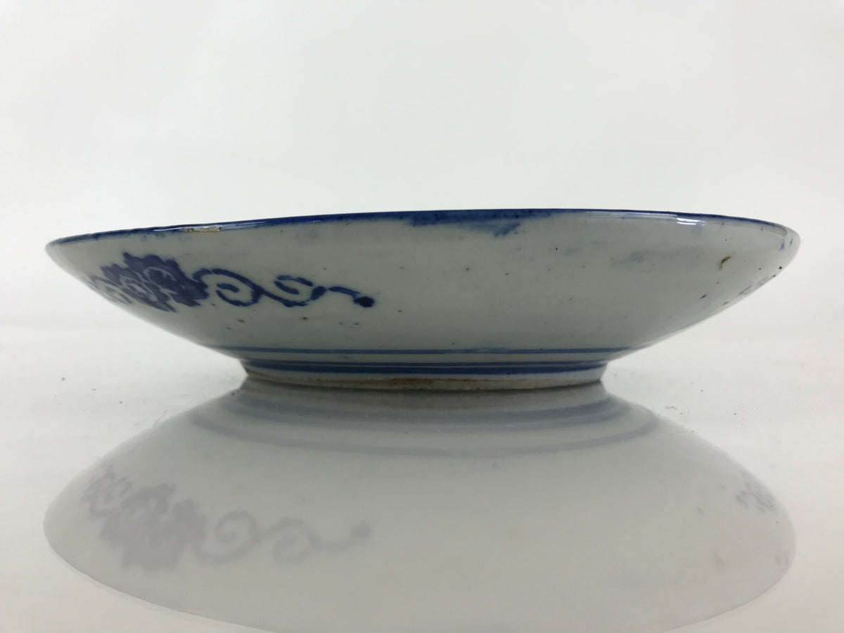 Antique Japanese Porcelain Plate Blue Sometsuke Japanese Flag Sakura PY192
