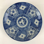 Antique Japanese Porcelain Plate Blue Sometsuke Japanese Flag Sakura PY192