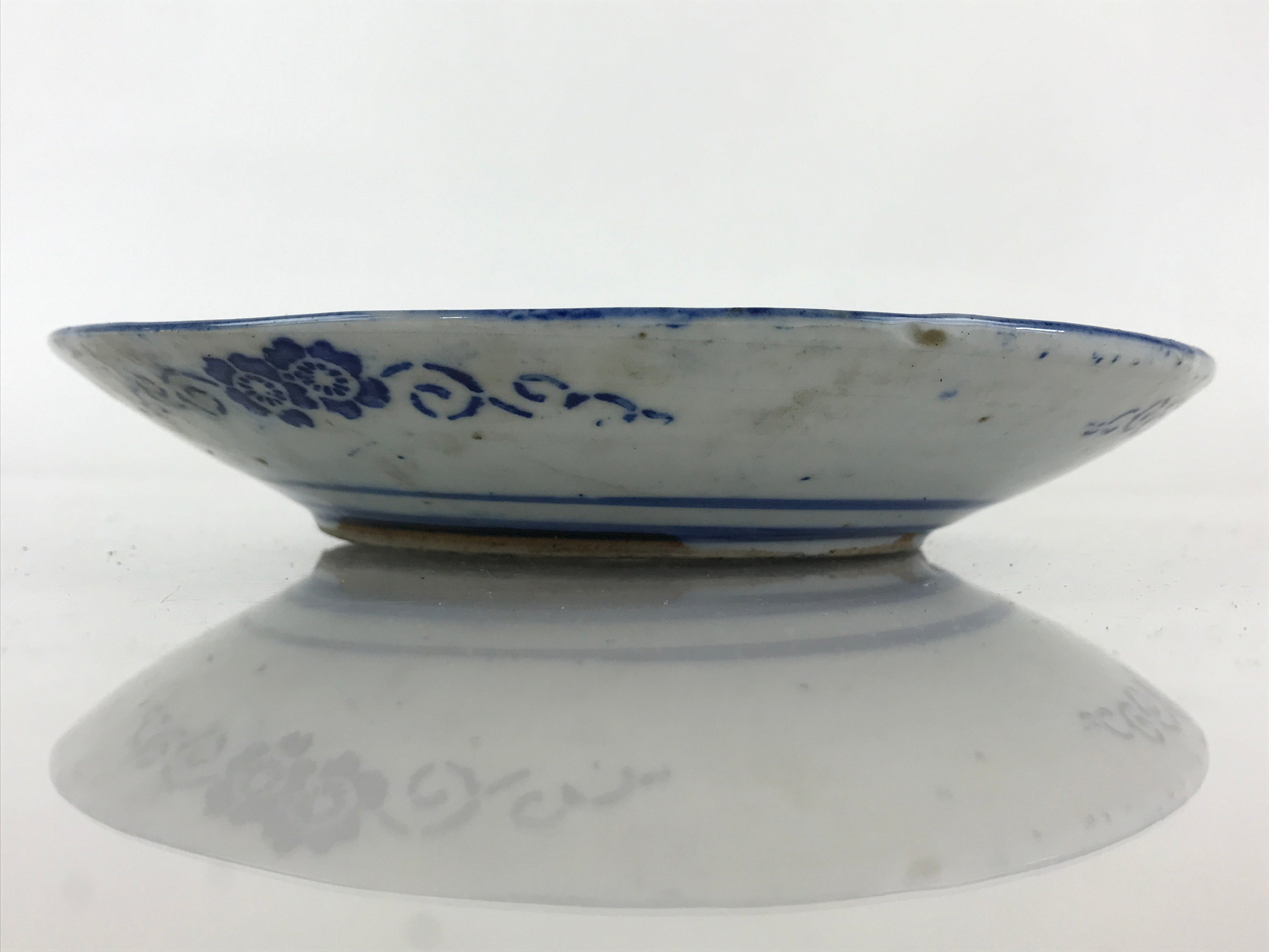 Antique Japanese Porcelain Plate Blue Sometsuke Japanese Flag Sakura PY193