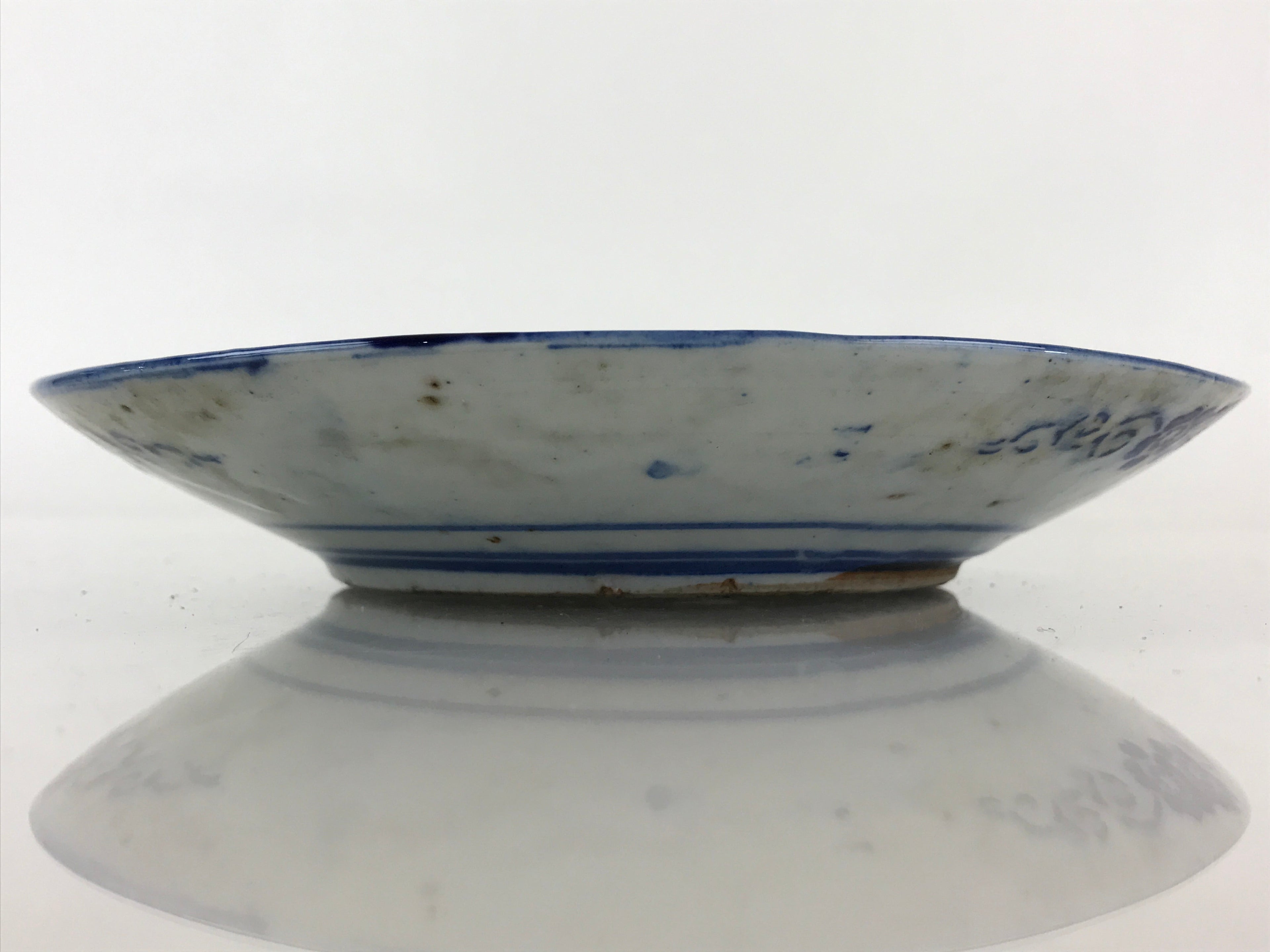 Antique Japanese Porcelain Plate Blue Sometsuke Japanese Flag Sakura PY193