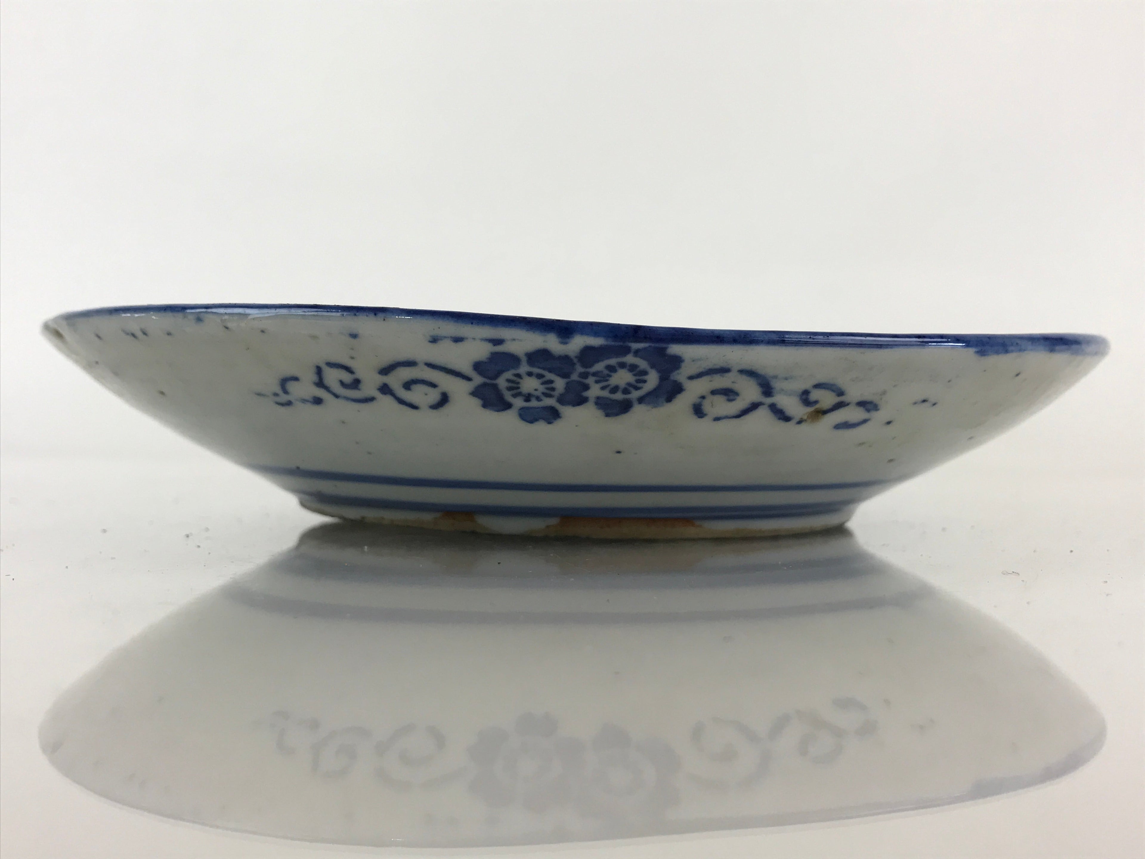 Antique Japanese Porcelain Plate Blue Sometsuke Japanese Flag Sakura PY193