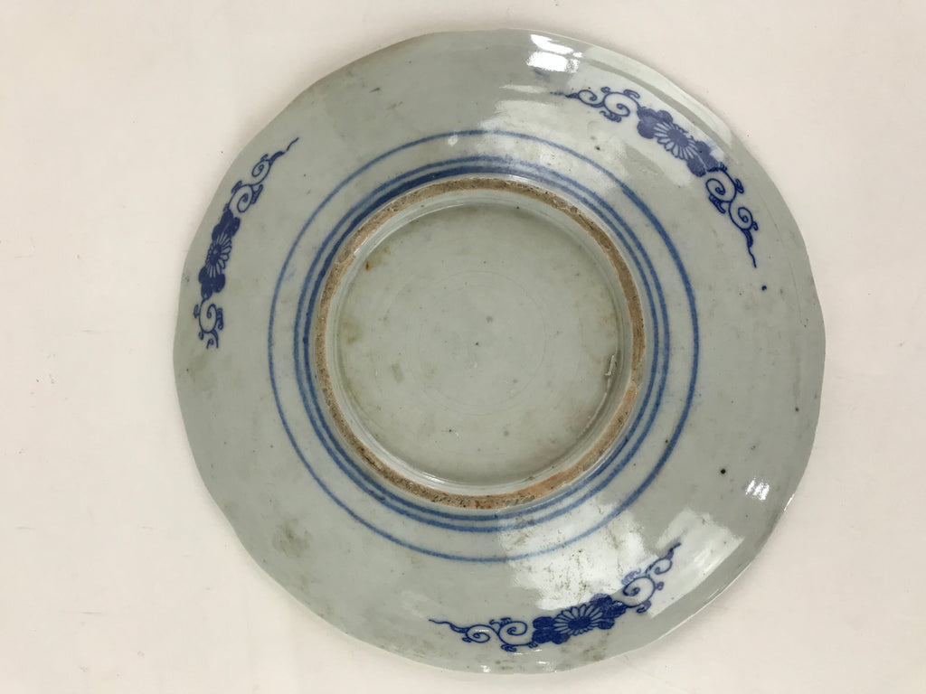 Antique Japanese Porcelain Plate Blue Sometsuke Tree Bamboo Plum Blossom PY178