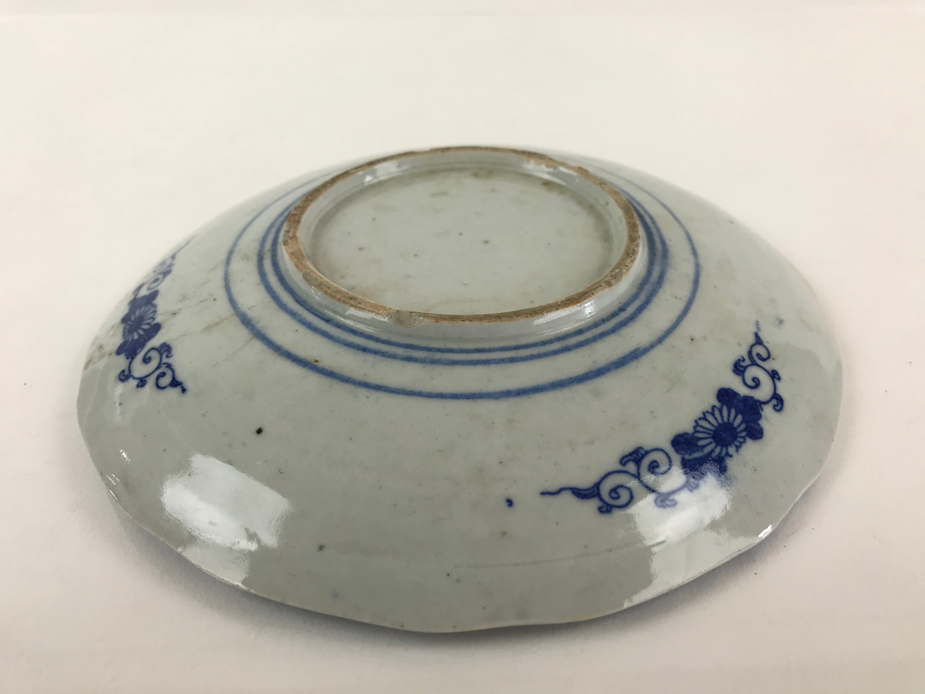 Antique Japanese Porcelain Plate Blue Sometsuke Tree Bamboo Plum Blossom PY178