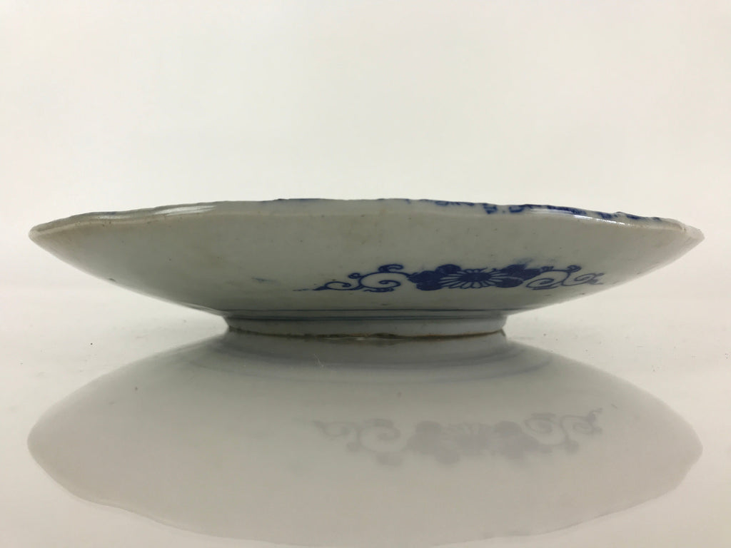 Antique Japanese Porcelain Plate Blue Sometsuke Tree Bamboo Plum Blossom PY178