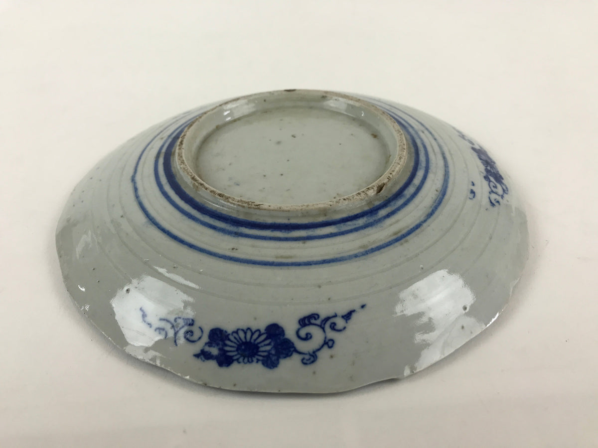 Antique Japanese Porcelain Plate Blue Sometsuke Tree Bamboo Plum Blossom PY179