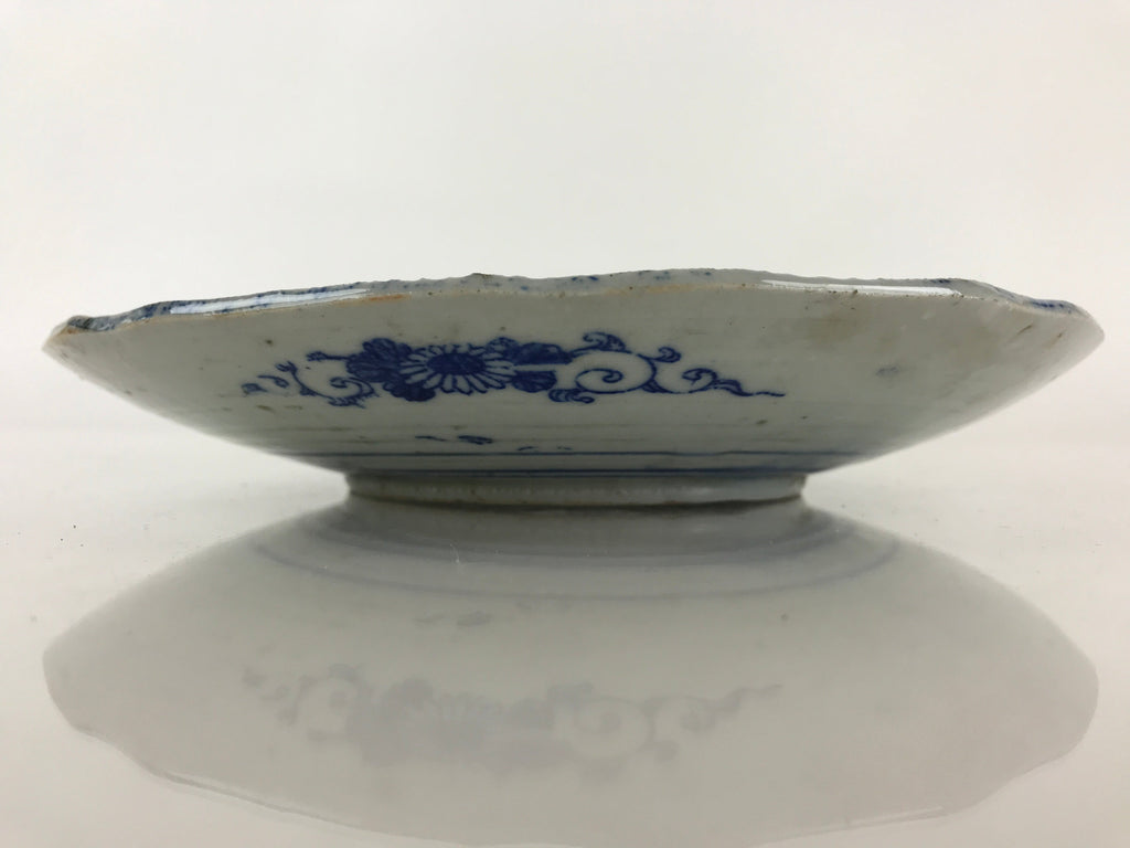 Antique Japanese Porcelain Plate Blue Sometsuke Tree Bamboo Plum Blossom PY179