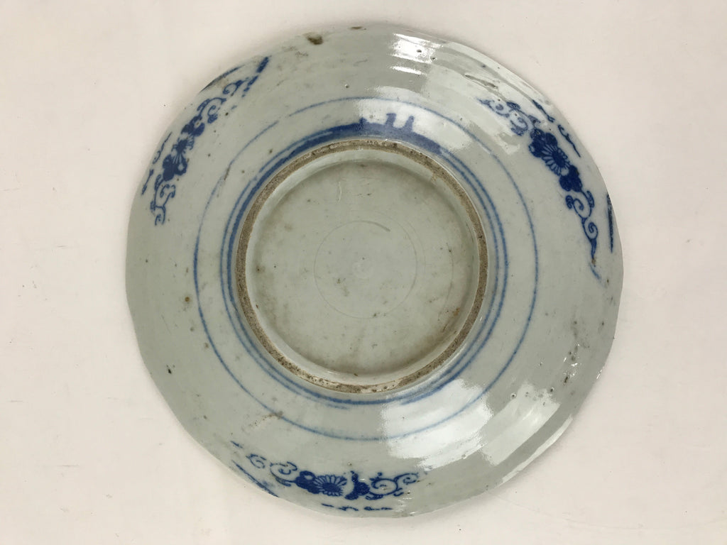 Antique Japanese Porcelain Plate Blue Sometsuke Tree Bamboo Plum Blossom PY180