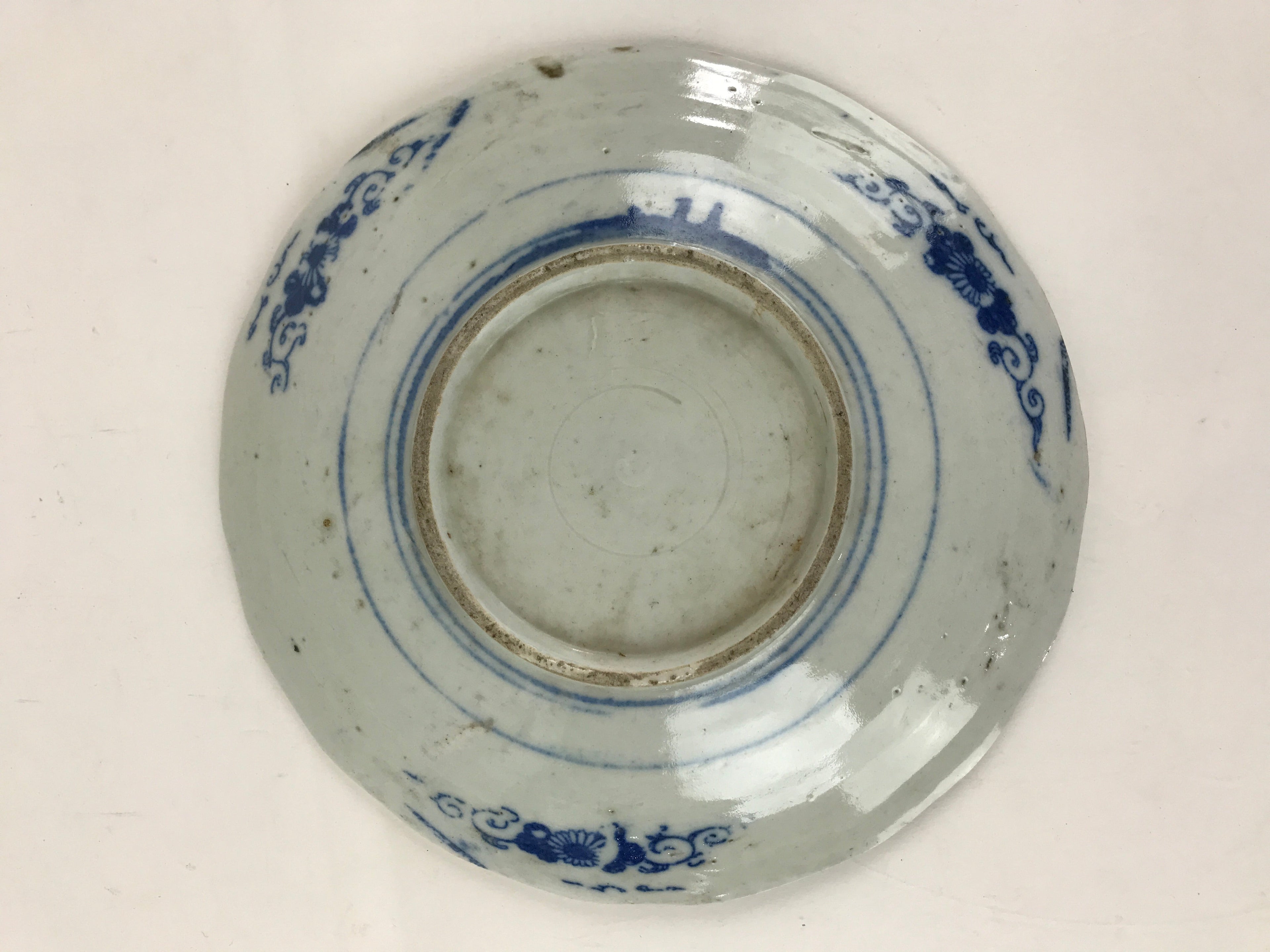 Antique Japanese Porcelain Plate Blue Sometsuke Tree Bamboo Plum Blossom PY180
