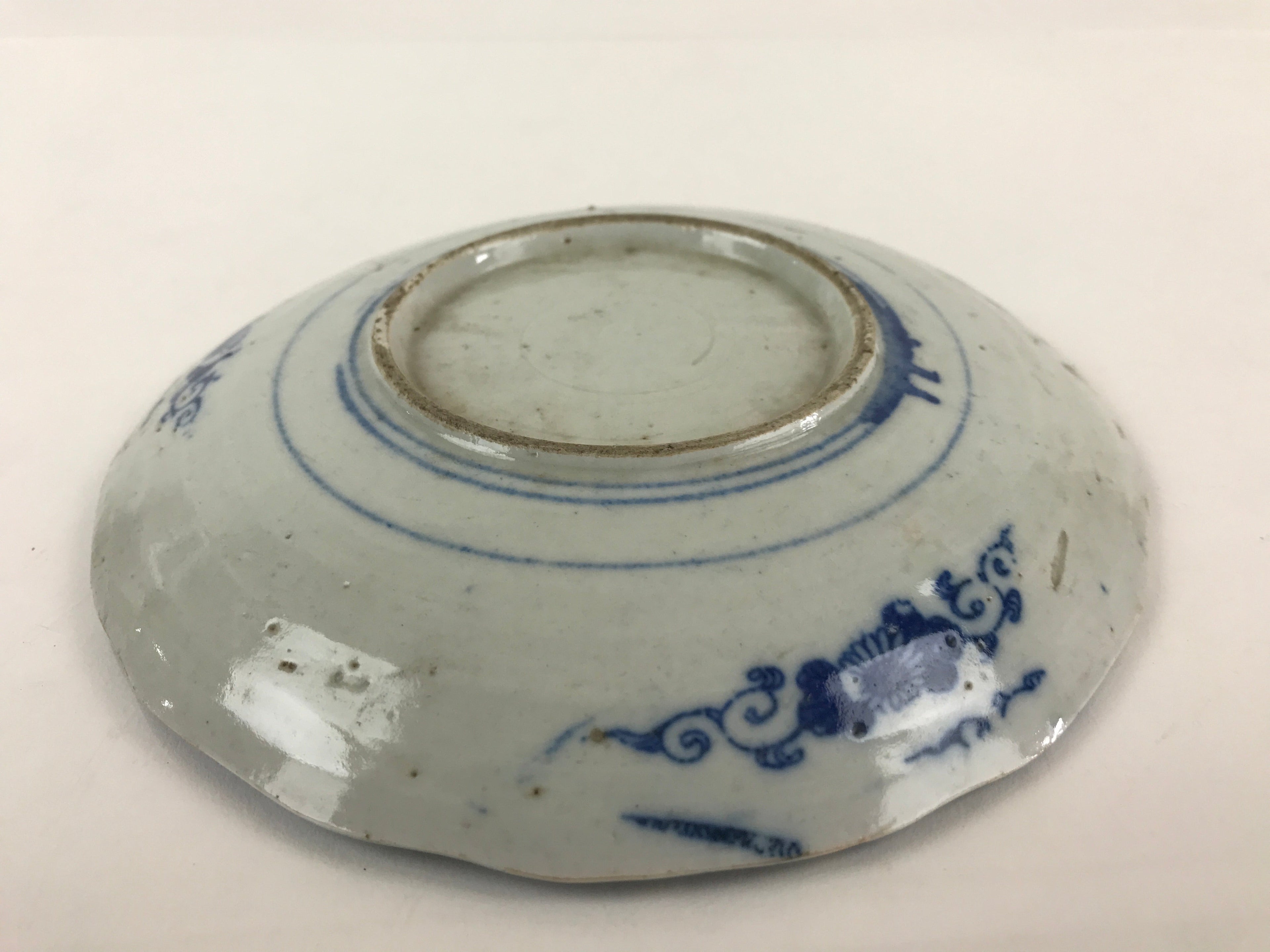 Antique Japanese Porcelain Plate Blue Sometsuke Tree Bamboo Plum Blossom PY180