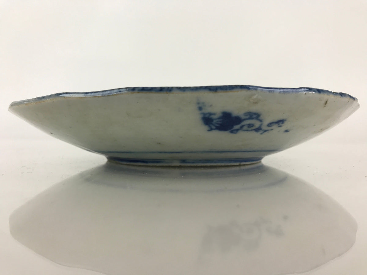 Antique Japanese Porcelain Plate Blue Sometsuke Tree Bamboo Plum Blossom PY181