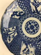 Antique Japanese Porcelain Plate Blue Sometsuke Tree Bamboo Plum Blossom PY182