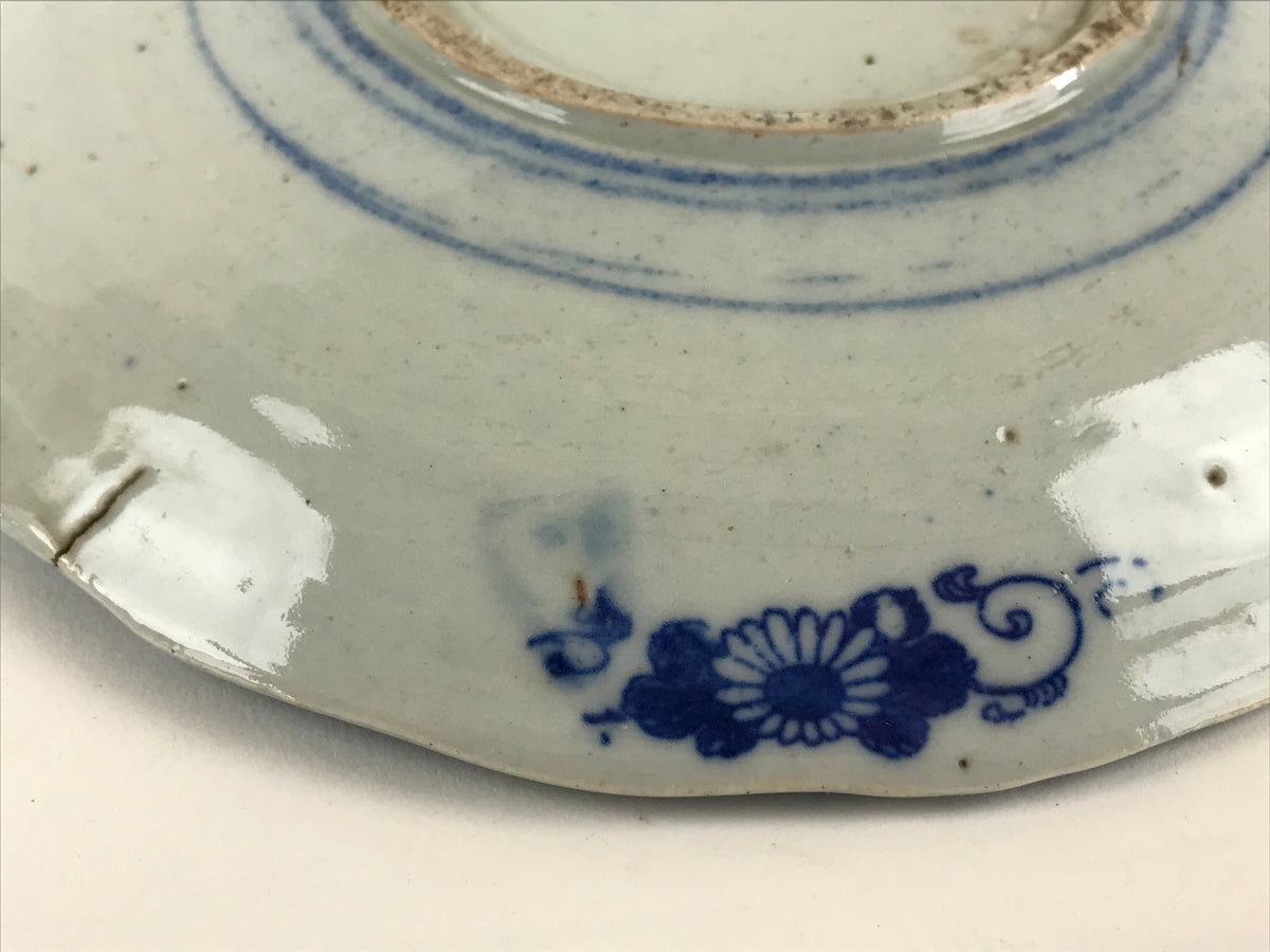 Antique Japanese Porcelain Plate Blue Sometsuke Tree Bamboo Plum Blossom PY182
