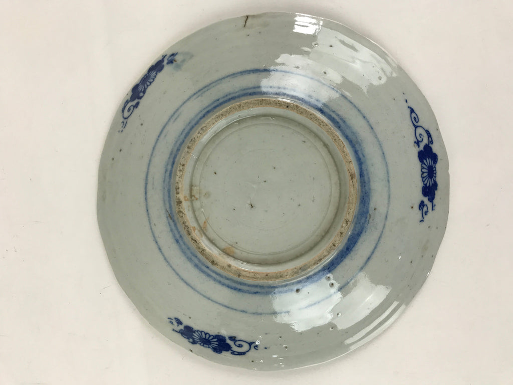 Antique Japanese Porcelain Plate Blue Sometsuke Tree Bamboo Plum Blossom PY182
