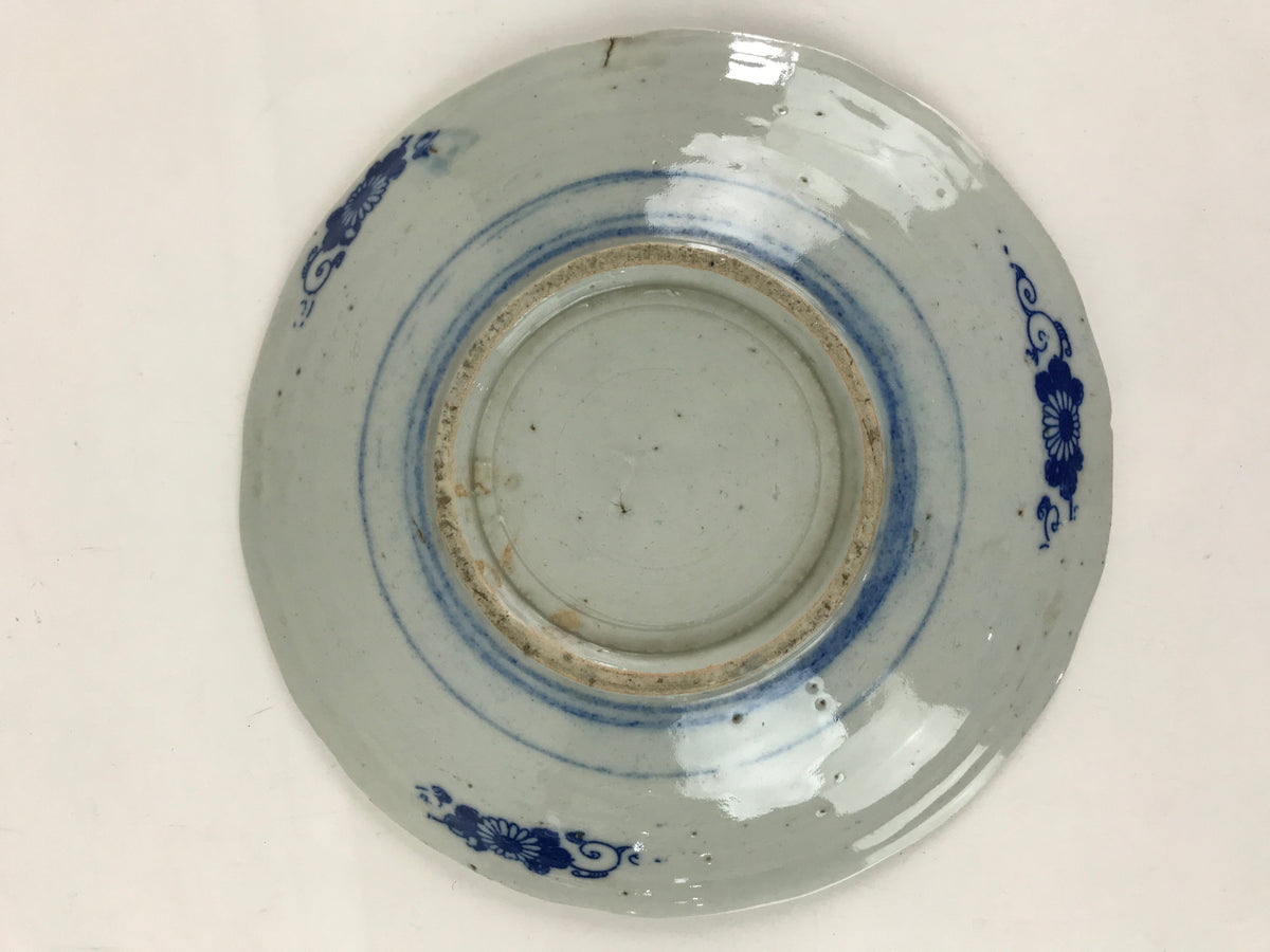 Antique Japanese Porcelain Plate Blue Sometsuke Tree Bamboo Plum Blossom PY182