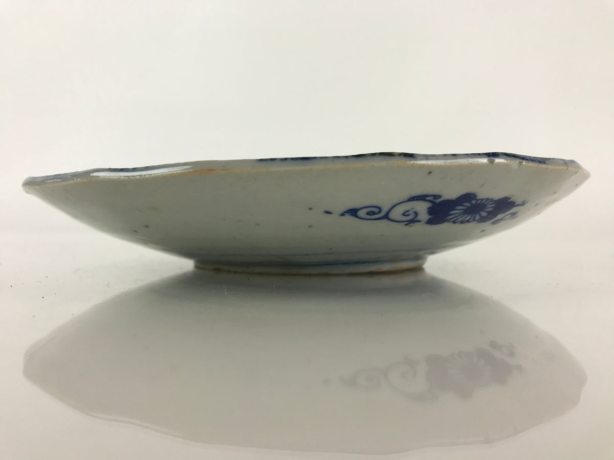 Antique Japanese Porcelain Plate Blue Sometsuke Tree Bamboo Plum Blossom PY182