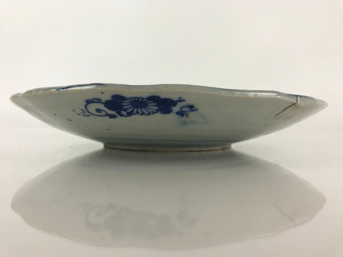 Antique Japanese Porcelain Plate Blue Sometsuke Tree Bamboo Plum Blossom PY182