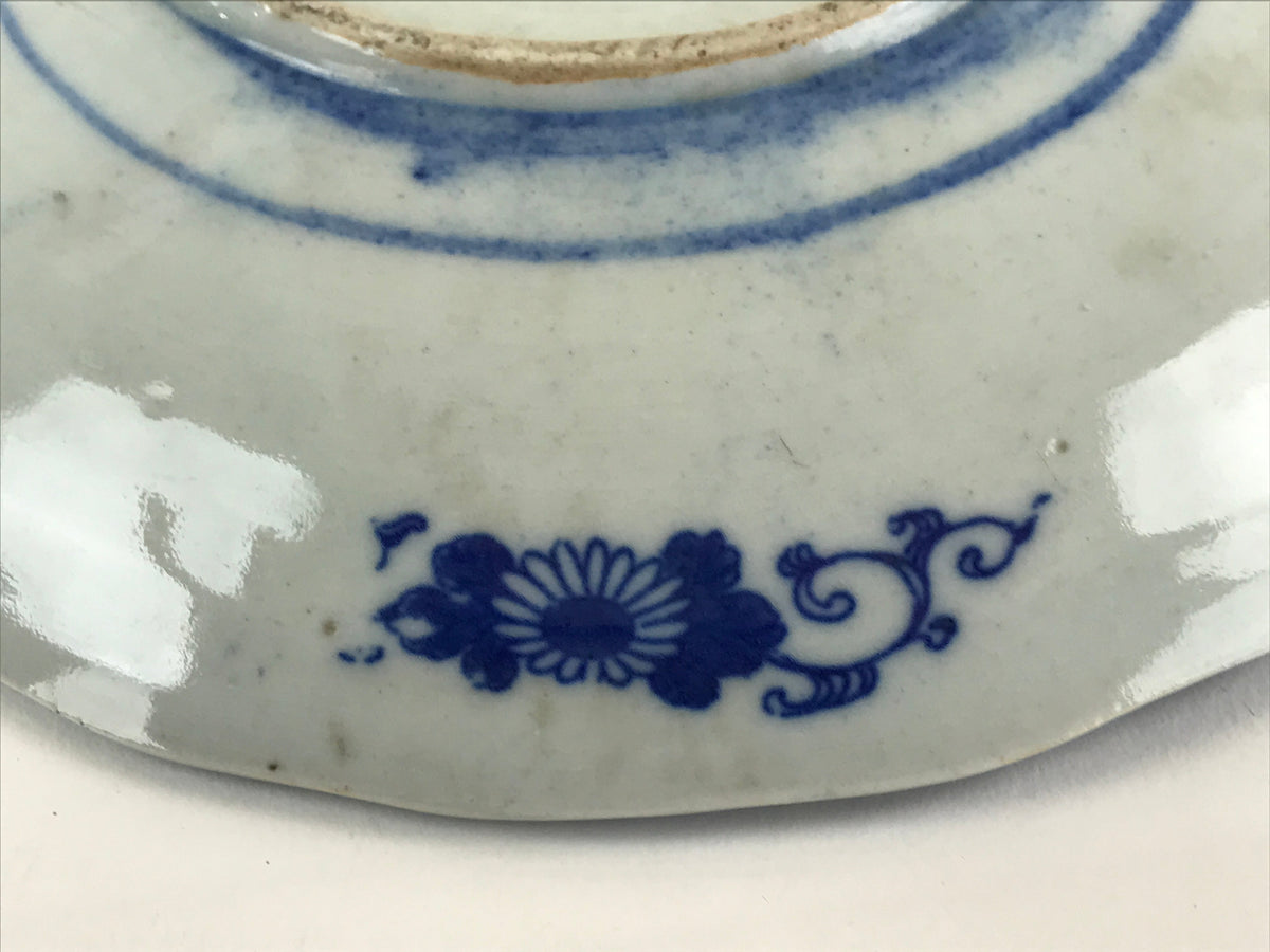 Antique Japanese Porcelain Plate Blue Sometsuke Tree Bamboo Plum Blossom PY183