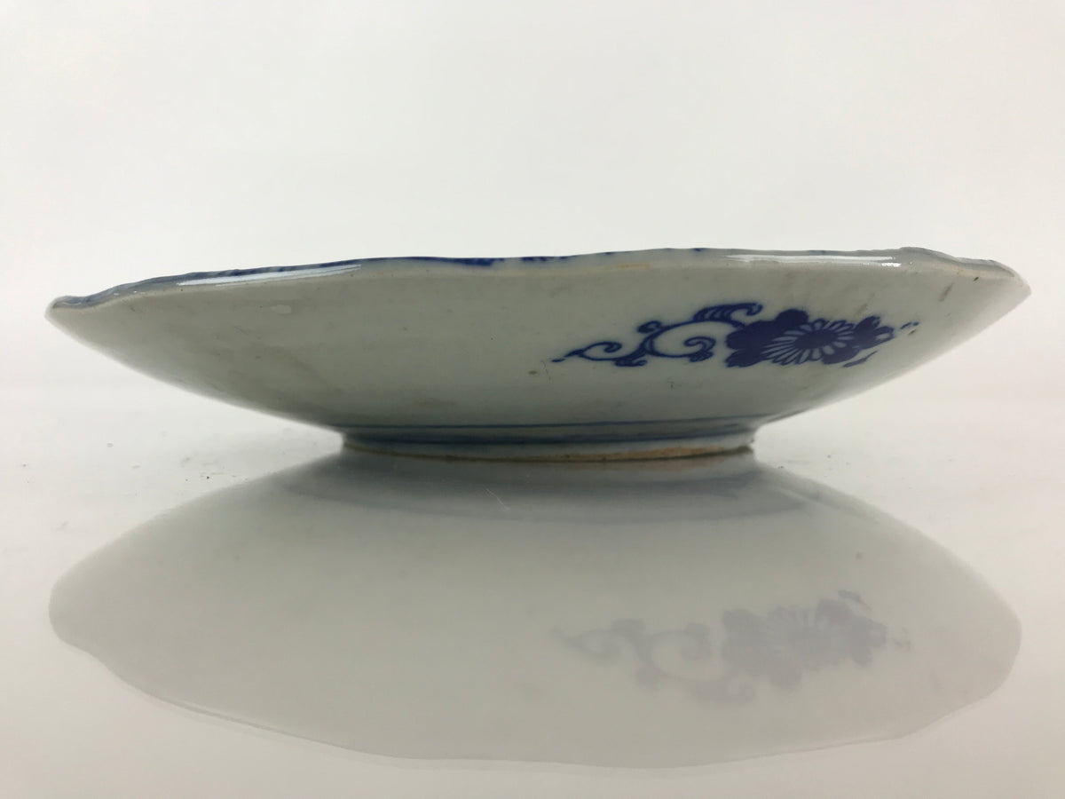 Antique Japanese Porcelain Plate Blue Sometsuke Tree Bamboo Plum Blossom PY183