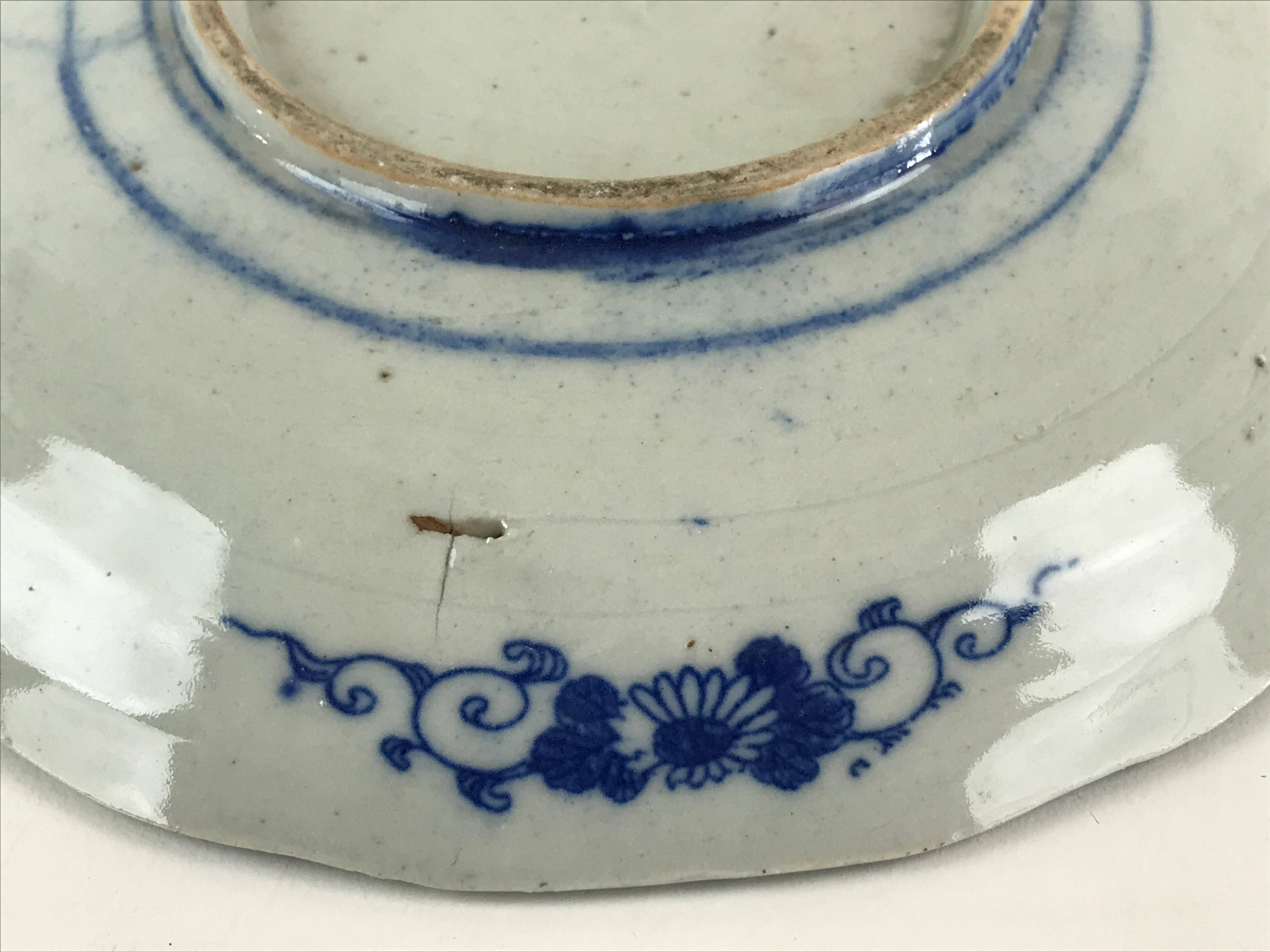 Antique Japanese Porcelain Plate Blue Sometsuke Tree Bamboo Plum Blossom PY184
