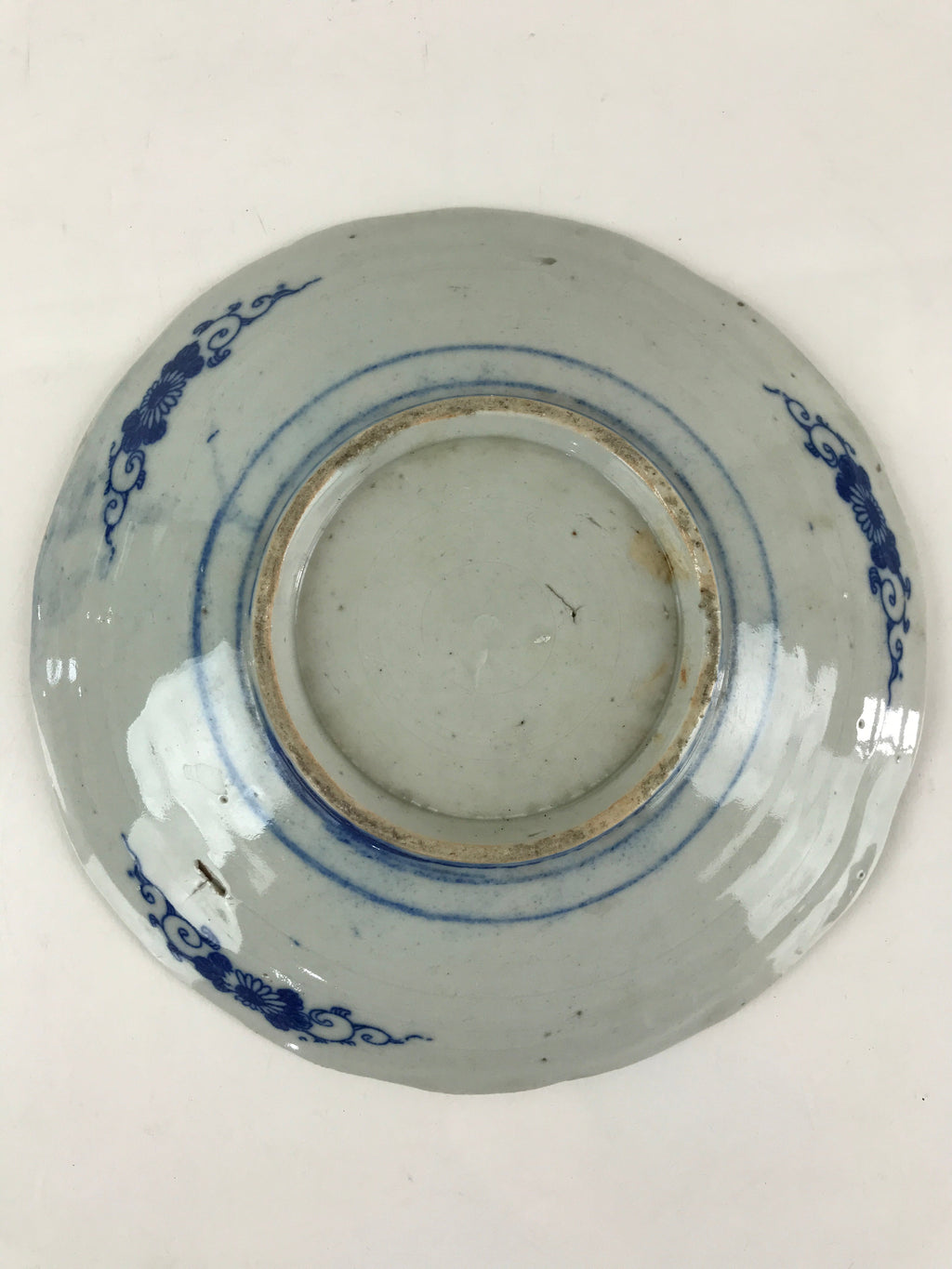 Antique Japanese Porcelain Plate Blue Sometsuke Tree Bamboo Plum Blossom PY184