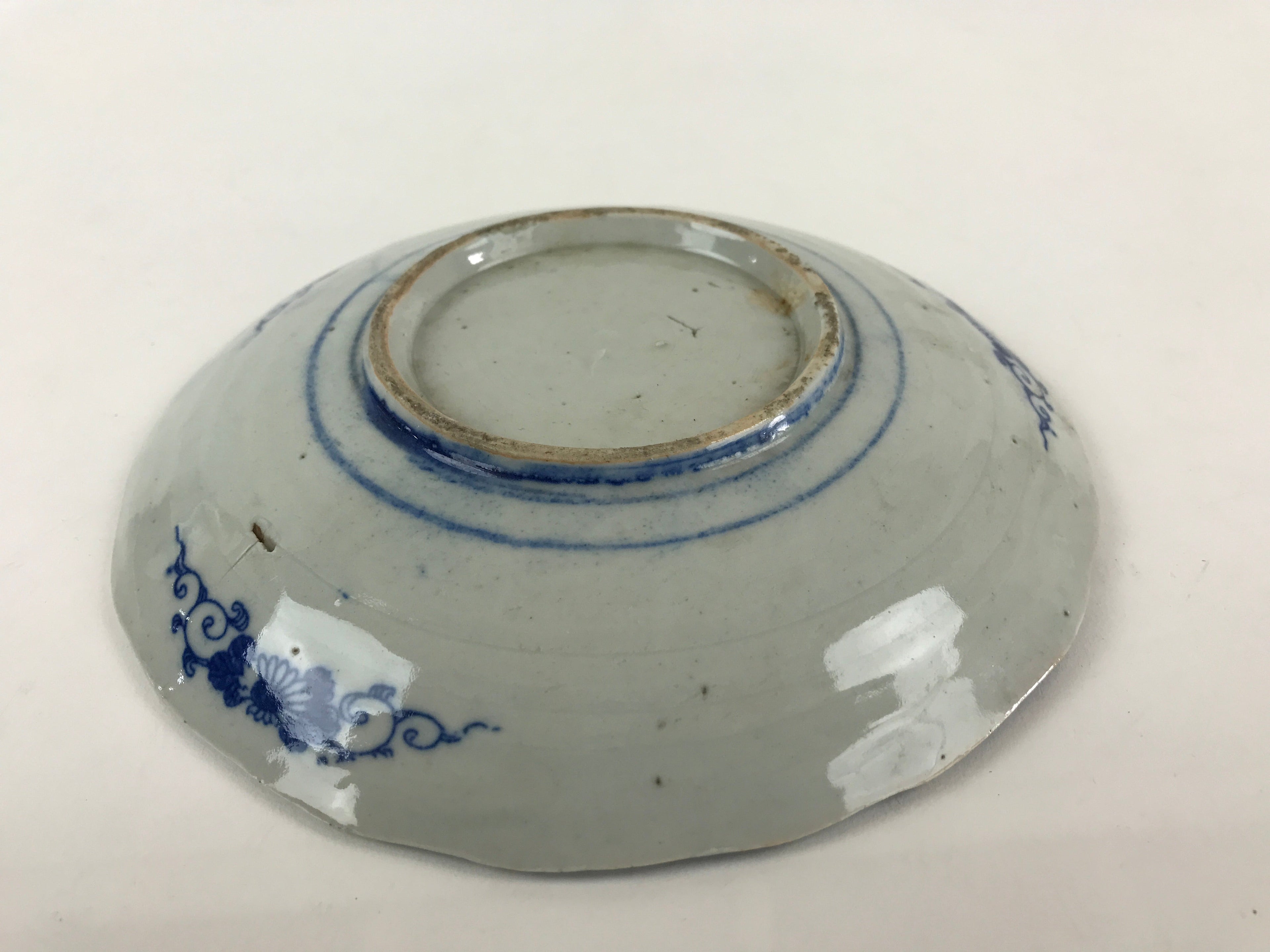 Antique Japanese Porcelain Plate Blue Sometsuke Tree Bamboo Plum Blossom PY184