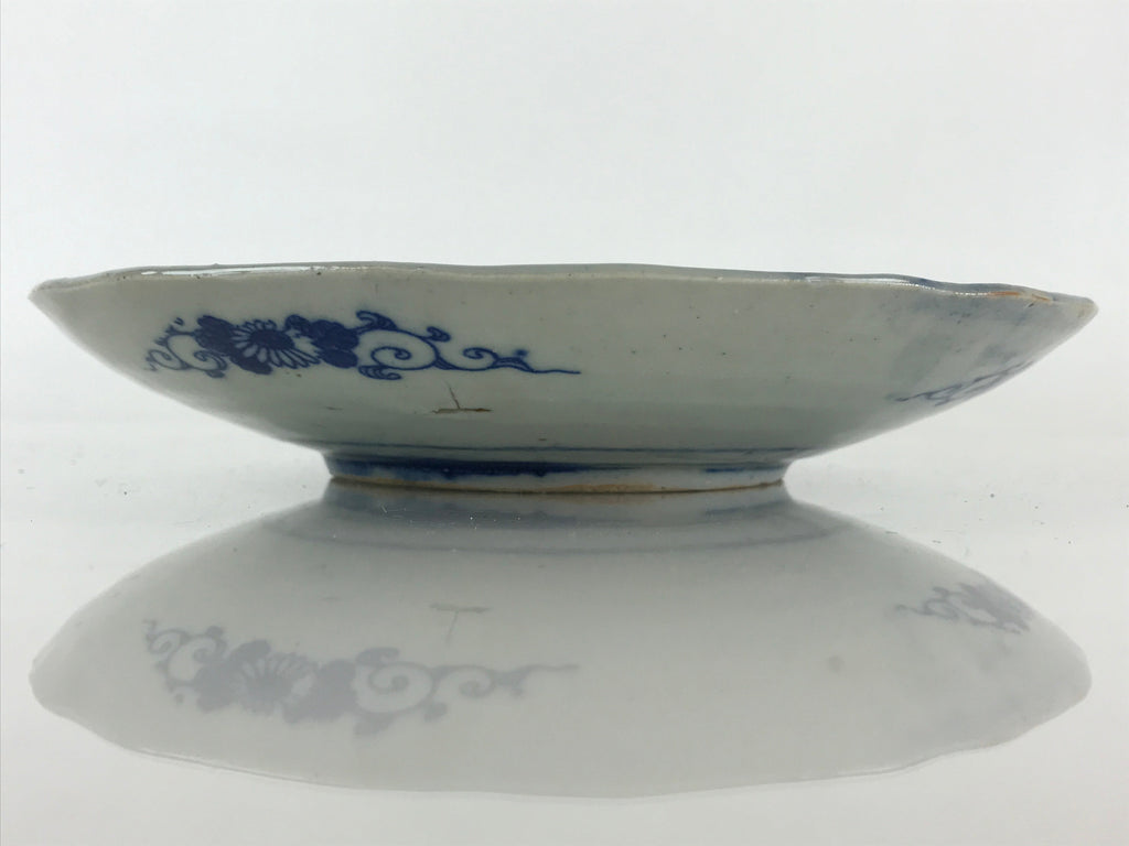 Antique Japanese Porcelain Plate Blue Sometsuke Tree Bamboo Plum Blossom PY184
