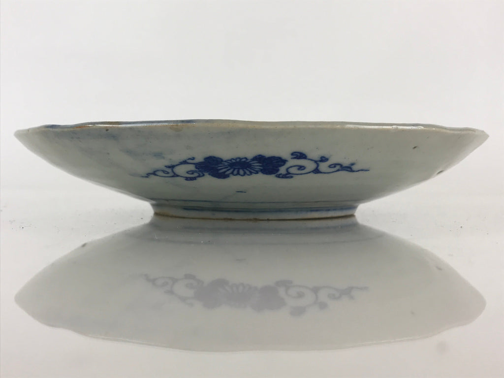 Antique Japanese Porcelain Plate Blue Sometsuke Tree Bamboo Plum Blossom PY184