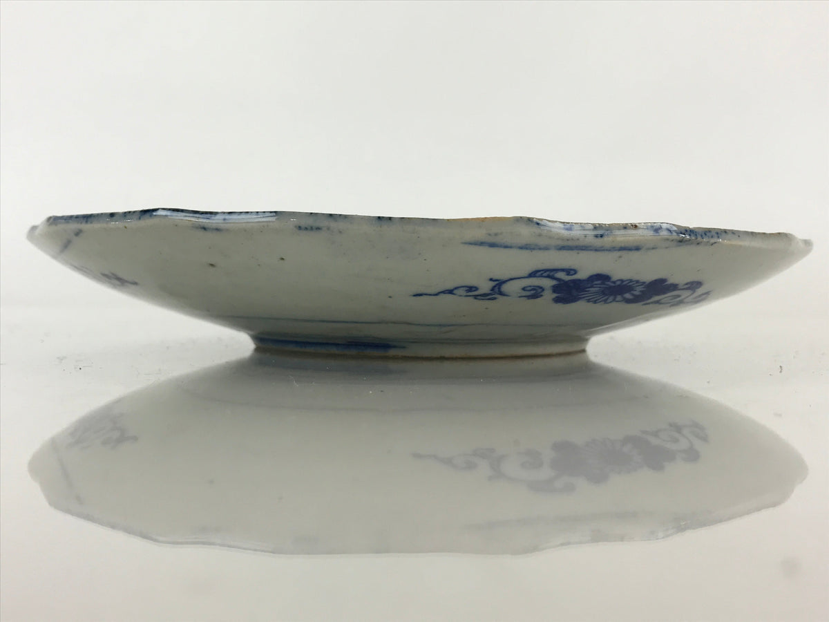 Antique Japanese Porcelain Plate Blue Sometsuke Tree Bamboo Plum Blossom PY185
