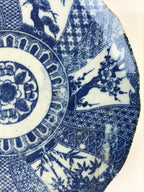 Antique Japanese Porcelain Plate Blue Sometsuke Tree Bamboo Plum Blossom PY185