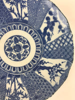 Antique Japanese Porcelain Plate Blue Sometsuke Tree Bamboo Plum Blossom PY186